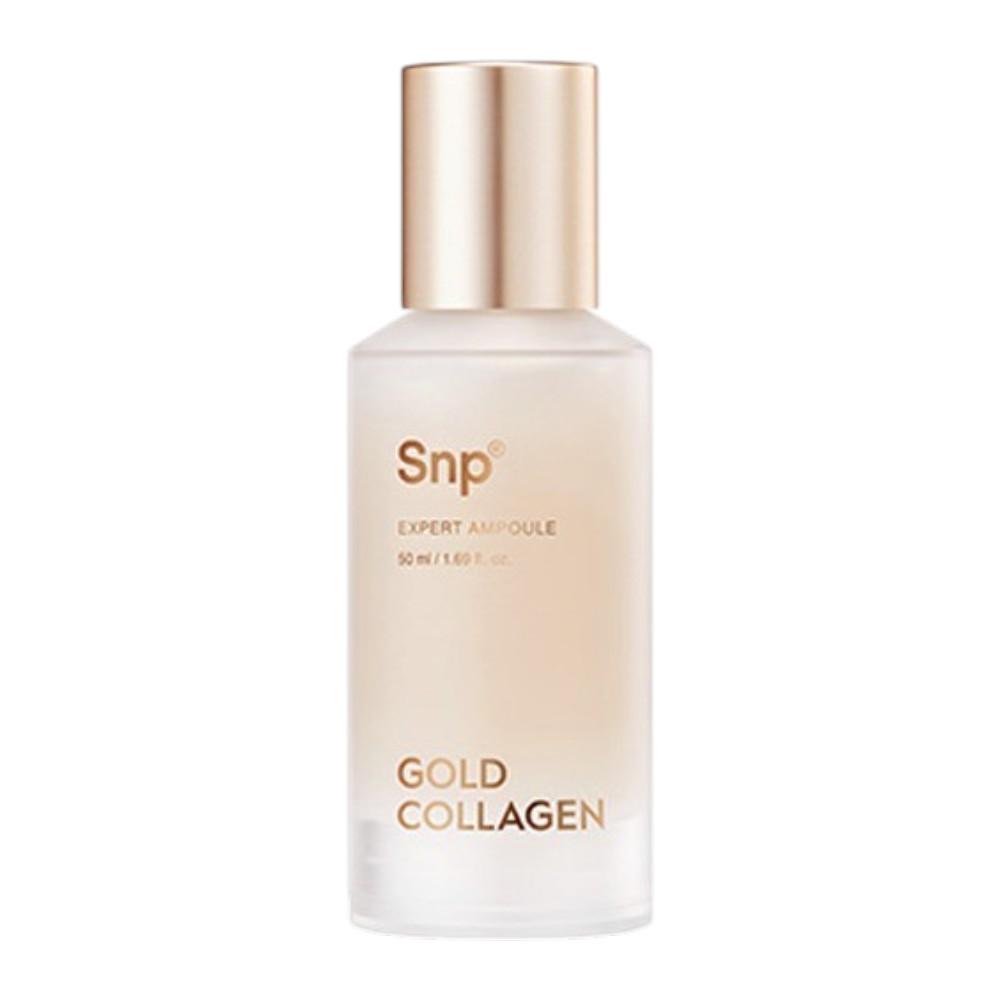 SNP Gold Collagen Expert Ampoule 50ml - Luxury Anti-Wrinkle Face Serum, 24K Gold & Hydrolyzed Collagen for Skin Firming and Elasticity