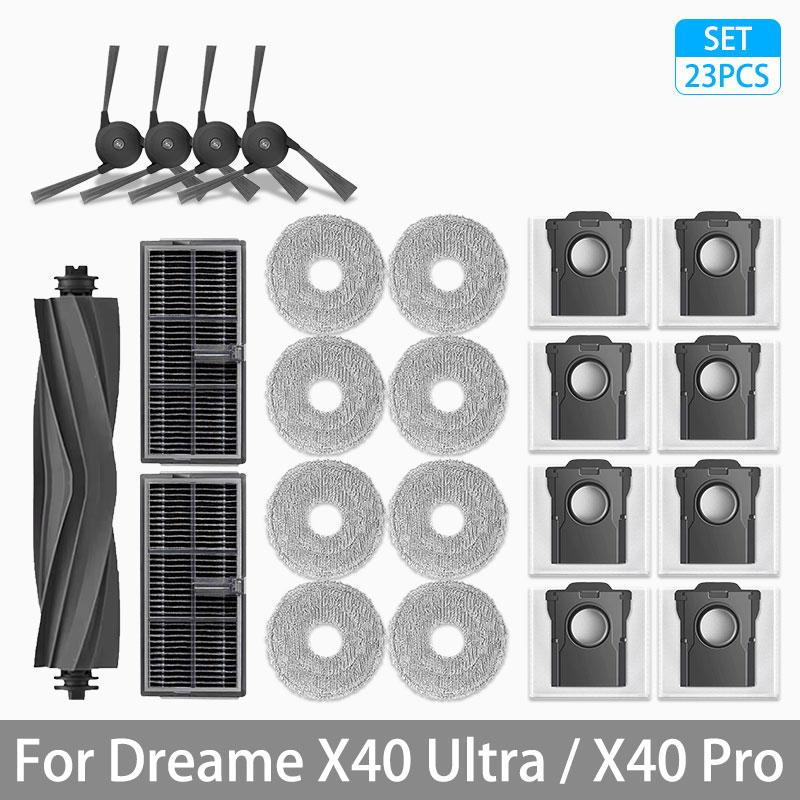For Dreame X40 Ultra / X40 Pro Accessories Rubber Main Side Brush Mop Cloth Dust Bag HEPA Filter Robot vacuum Replacement Parts