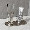 3Pcs Stainless Steel Toothbrush And Toothpaste Holder Tray Home Storage Organizer Bathroom Accessories Lazy Tube Squeezer