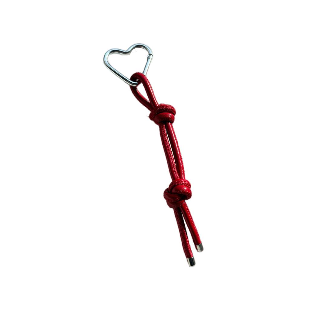Romantic Heart Shaped Keychain Lightweight PU Leather Cord Alloy Charm Bag Decoration for Couples Friend Gift