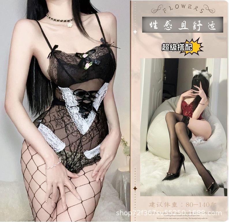 Sexy lingerie girl small fresh pink pajamas back cross strap sexy miniskirt women's suit underwear