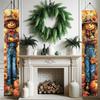2PCS Fall Porch Sign Scarecrow Porch Banner Autumn Harvest Door Decoration Thanksgiving Front Door Decor Rustic Farmhouse Vertical Outdoor Hanging