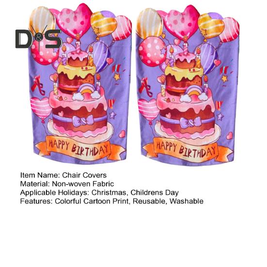2 Pcs Chair Covers Colorful Cartoon Print Reusable Washable Classroom Birthday Back-to-School Party Decor Chair Seat Decoration Chair Back Cushions