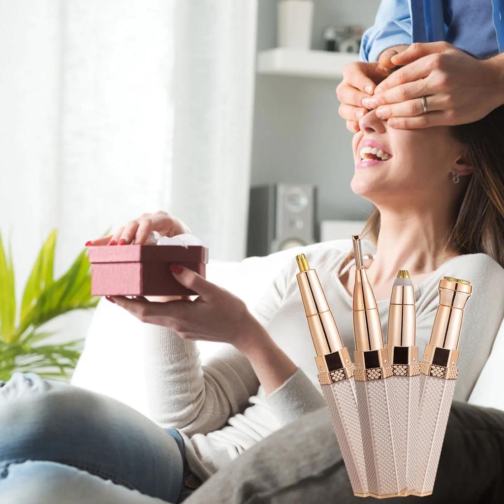 4 In 1 Multi Painless Electric Body Eyebrow Trimmer Facial Nose Ear Hair Remove Rechargeable Armpit Razor Ladies Underarm Shaver