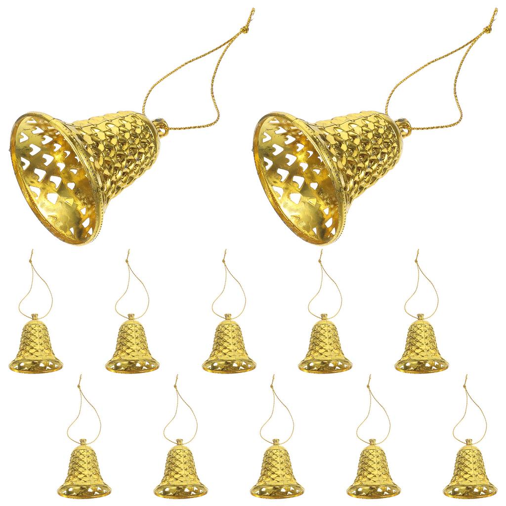 12 Stück Weihnachtsglocken Hängende Ornamente Kunststoff Weihnachtsbaum Dekorationen Festliche Hängende Anhänger Feiertagsparty Dekor