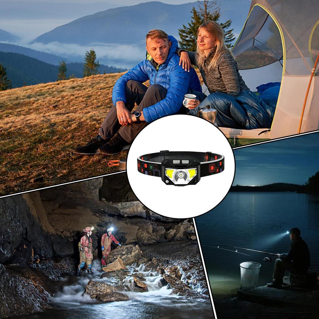 Head Lamp Rechargeable LED Hard Hat Gear Head Light for Camping Hiking Fishing Walking Night Work Backpacking Outdoor