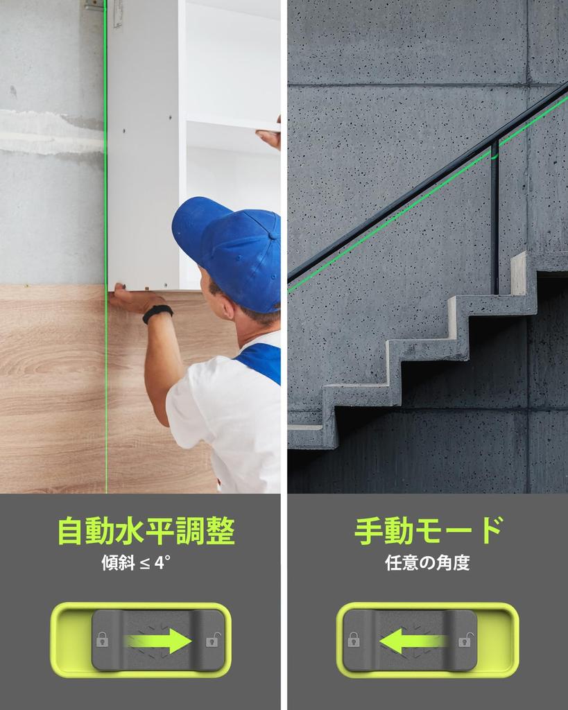 LasGoo 16 Green Laser Beam Laser Tool with Horizontal and Vertical Ideal for Construction and with Magnetic Pivot Bracket LG-4D 4x360° Level,