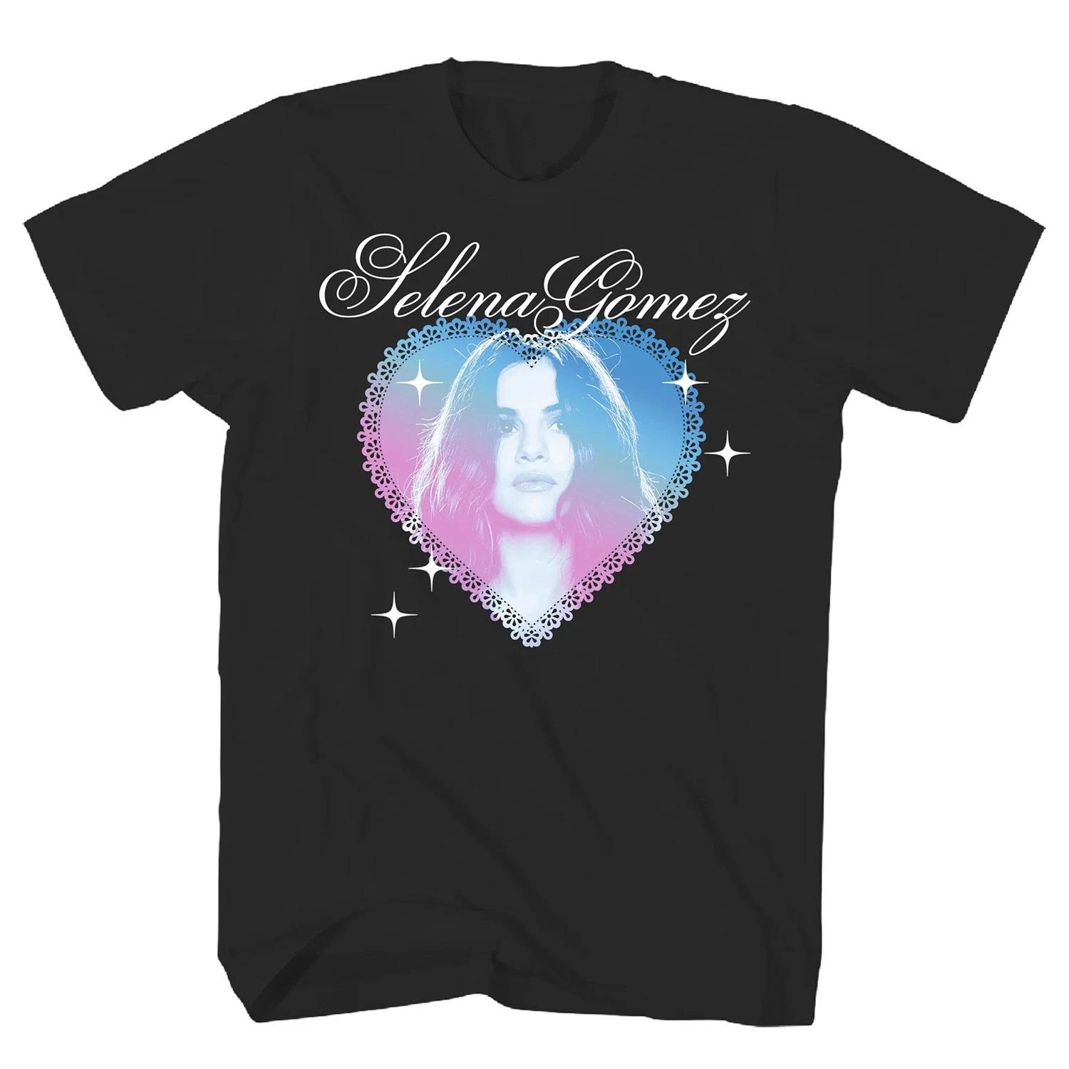 Men s Selena Gomez Gradient Heart Photo T-shirt XXX-Large Black S