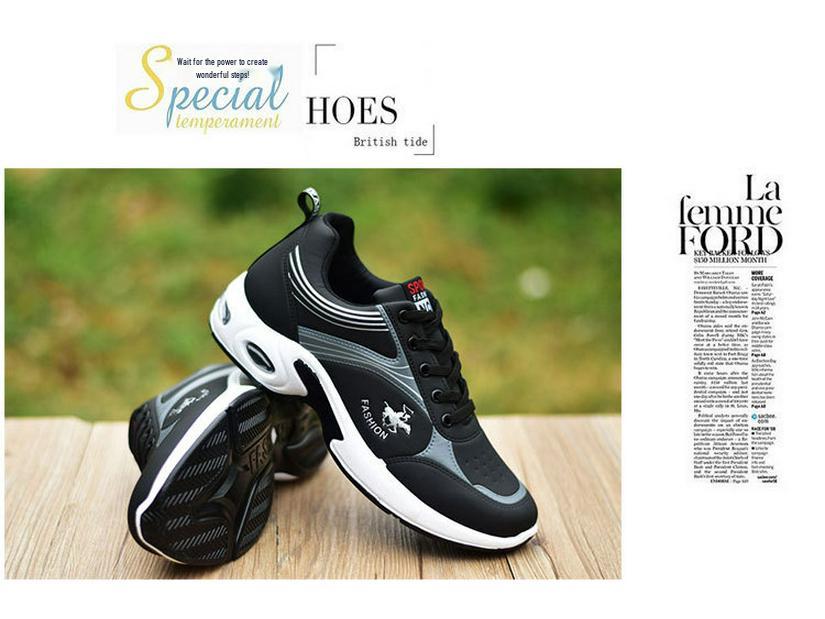 Men's White Sports Shoes: Air Cushion, Breathable, Non-Slip Leather, Trendy Casual Footwear for Autumn.