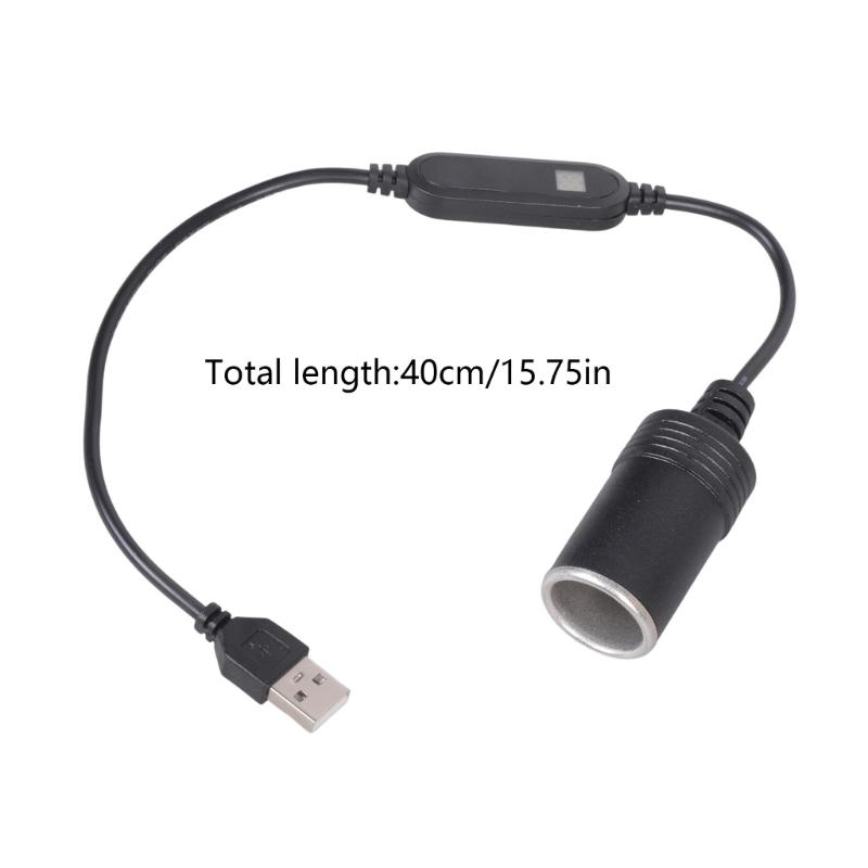 USB A To 12V Car Cigarettes Lighter Socket Adapters Cable With Voltages Display For DashCam Car Electronics