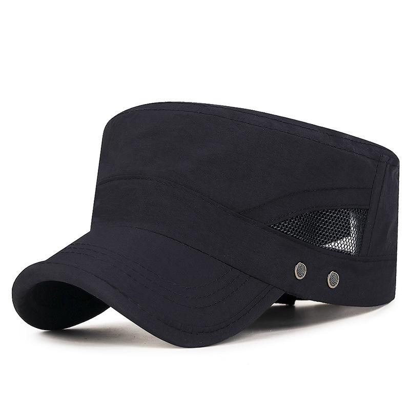 Quick-drying Flat Top Hat for Men, Cool and Breathable, Sporty Curved Brim Hat, Adjustable Mesh Sun Protection Hat
