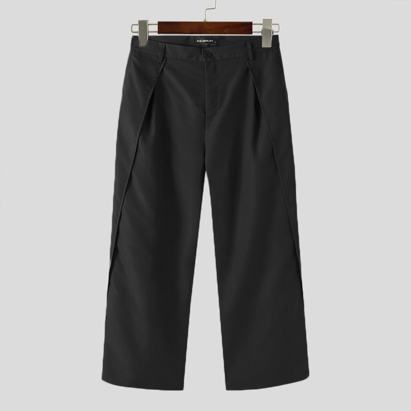 

INCERUN Мужские свободные широкие брюки на молнии с высокой талией L чёрный