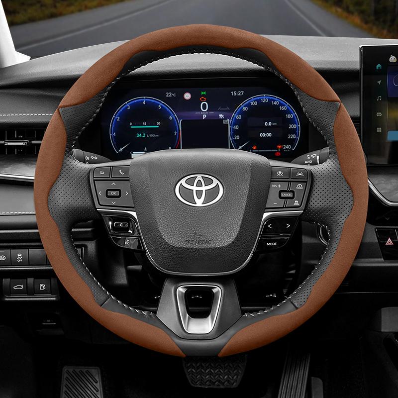 Suitable for Toyota Anti-Slip Buckle Segmented Suede Steering Wheel Cover Suitable for Yaris Auris Chr Corolla Rav4 Hilux Wish Roomy Aqua Probox Prius
