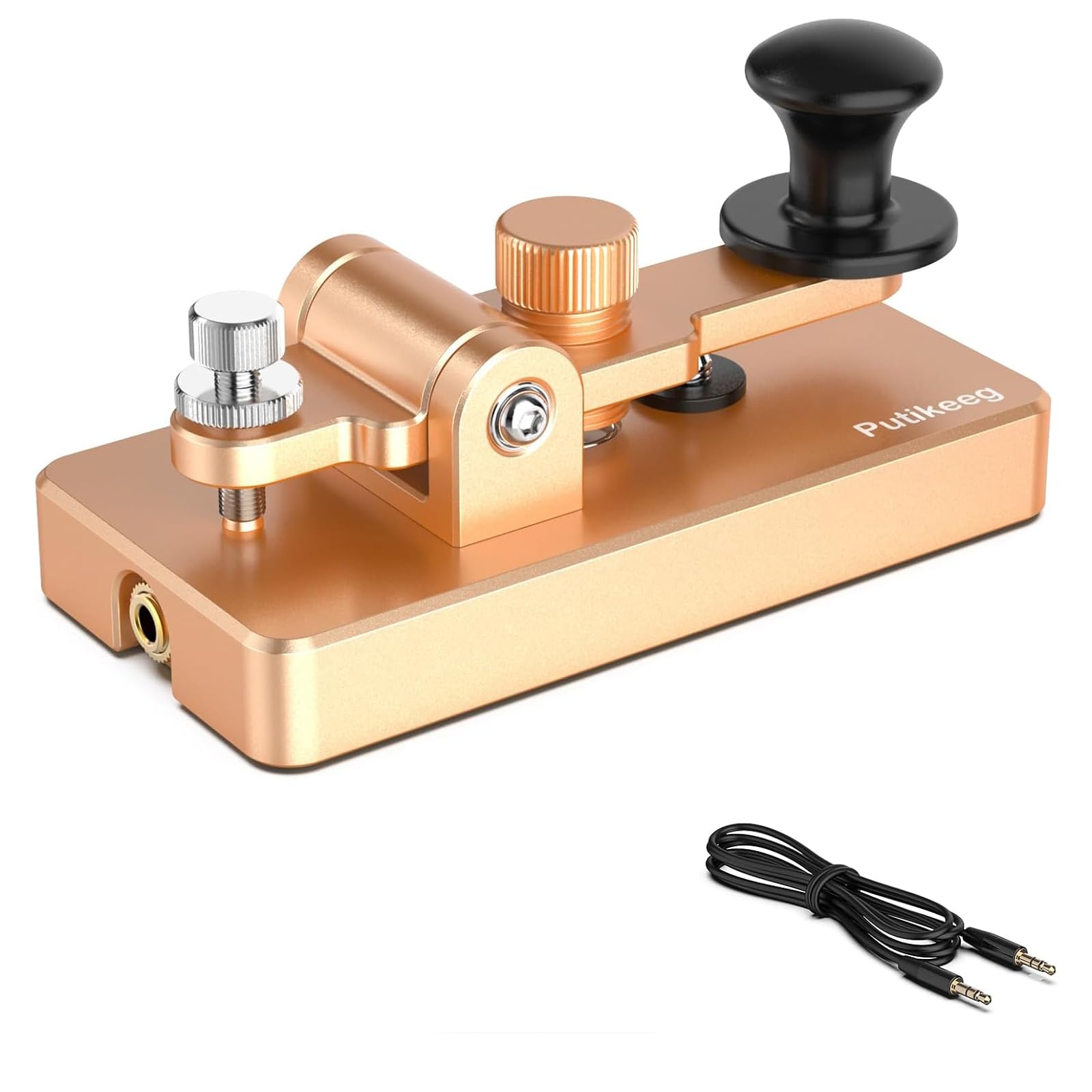 

PUTIKEEG Amateur Radio Electric Key Paddle Morse Code Practice Machine Magnetic Feedback Manual Upright Electric Rebound Rebound of Magnetic Circuit рожевий колір золота