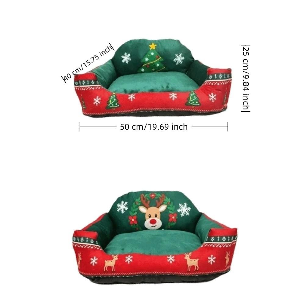 Washable Cat Sleeping Mat Soft Plush Warm Cat House Christmas Pet Sofa Bed Festival