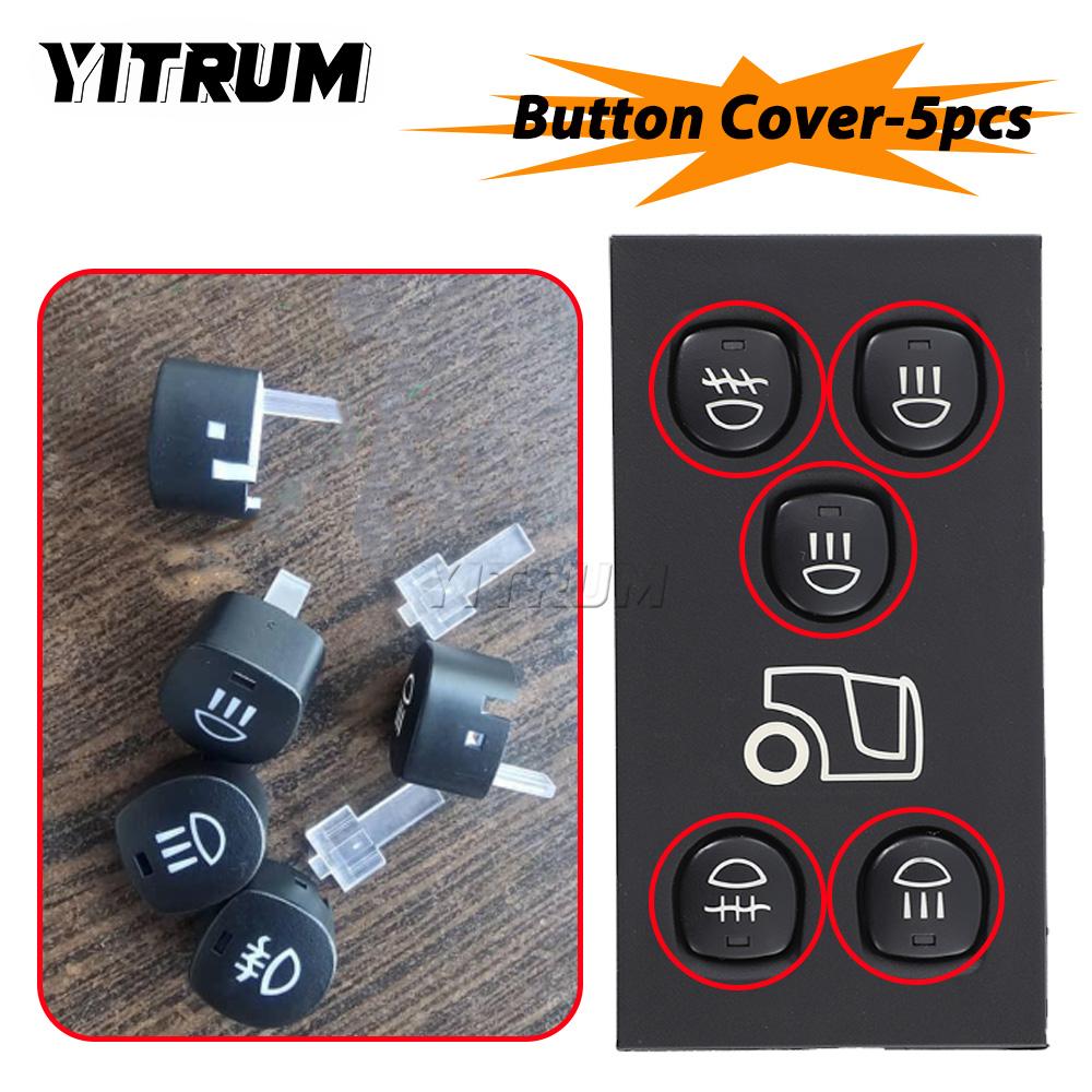 YITRUM 1507637 Headlight Control Switch For SCANIA P G R T-Series Hazard Lamp Light Warning Button Knob Panel 9Pins Truck Parts Button Cover-5Pcs