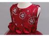 Girls' Red Embroidered Long Evening Dress - Christmas Princess & Performance Outfit