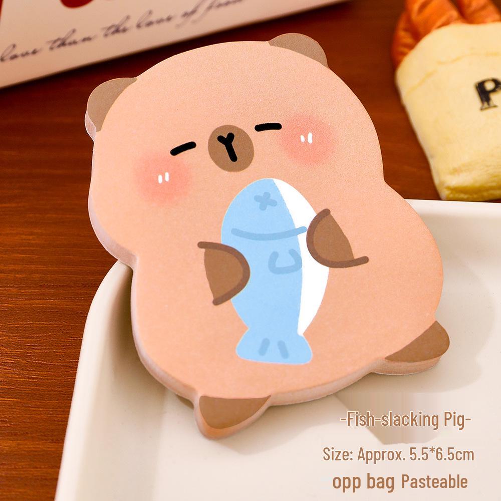Capybara Reusable Irregular Sticky Notes: Cute Tearable Memo Pads for Students 60 Sheets