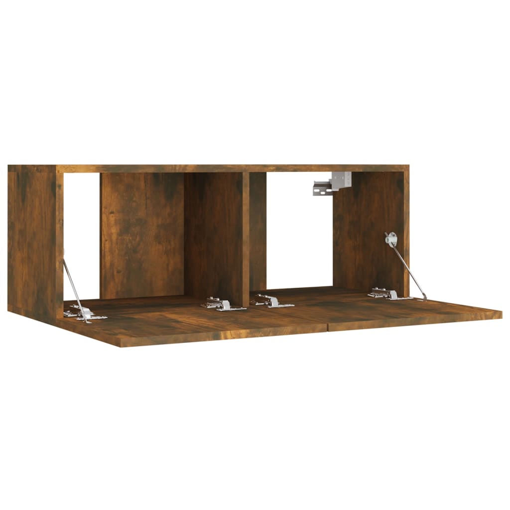 4 Piece TV Cabinet Set Smoked Oak Effect Particleboard