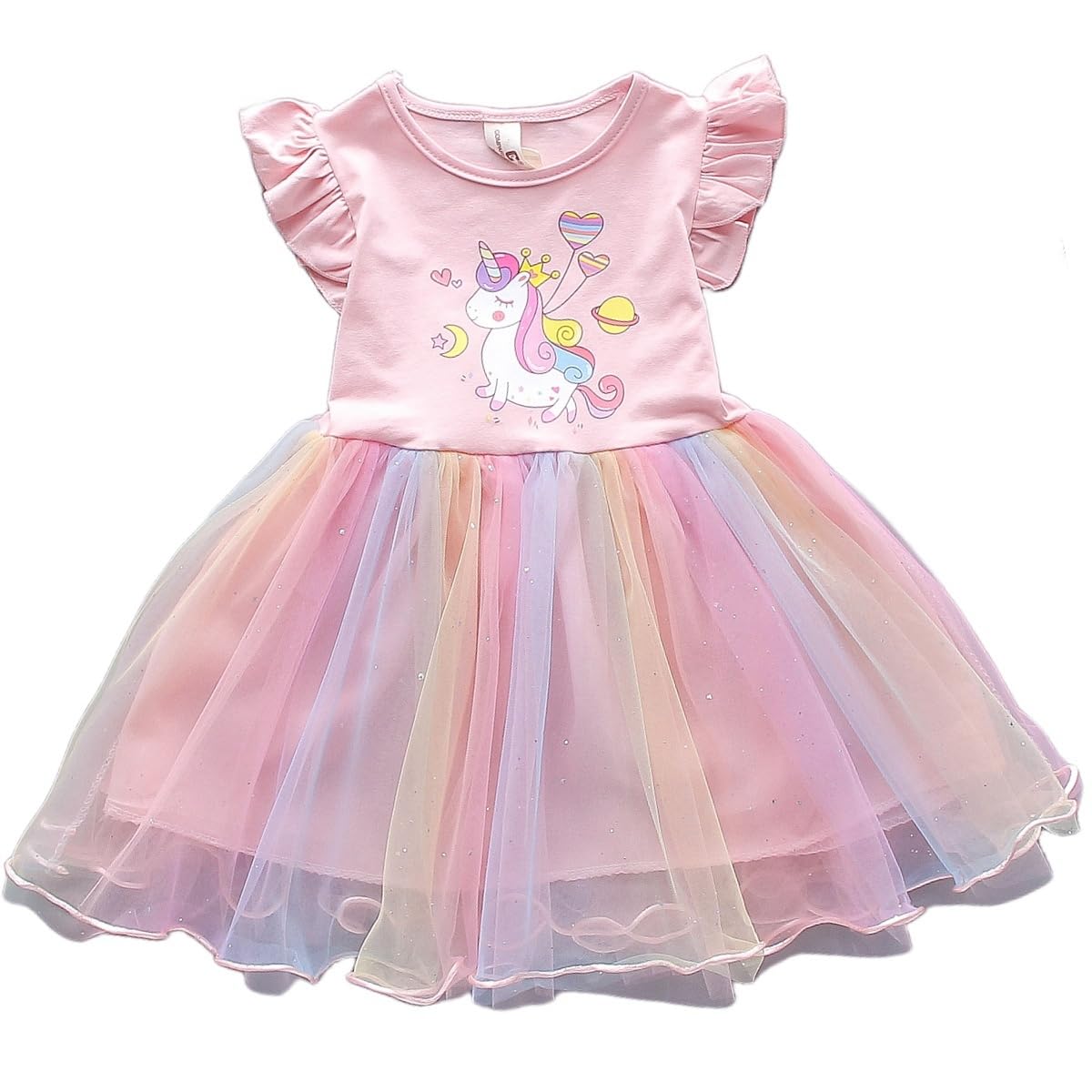 

VNGOLERRY Unicorn Tulle Skirt Princess Summer Short Perfect for Sizes 130 Girls Dress, Clothes, Sleeves, Cute, Shichi-Go-San, Pink/Blue, 100, 110, розовый
