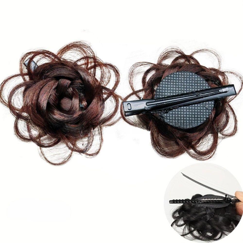 Invisible Claw Rose Hair Bun Fluffy Hairpiece Side Hair Clip Flower Hair Clip Hair Accessories