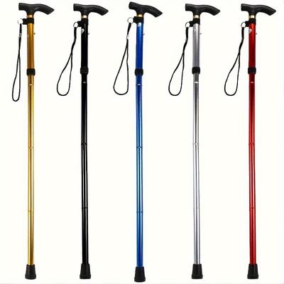Bastón Plegable Ajustable, Bastón de Trekking Antideslizante con Correa para la Muñeca, Ayuda de Movilidad Portátil y Duradera, No Requiere Batería - Muleta de Soporte