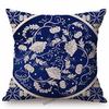 Traditional Delft Navy Blue Toile Floral Pattern Elegant Royal Luxury Home Decoration Cotton Linen Sofa Pillowcase Cushion Cover