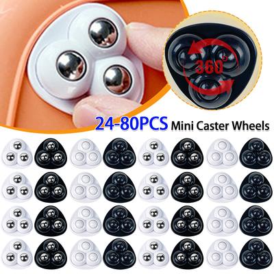 80pcs Sticky Swivel Pulley No Noise Self Adhesive Universal Pulley Rotating Wheels for Trash Can Bottom Kitchen Small Appliances