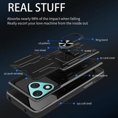 Funda para Honor 400 Lite 5G PC+TPU Soporte Cubierta Trasera para Teléfono con Deslizador de Cámara