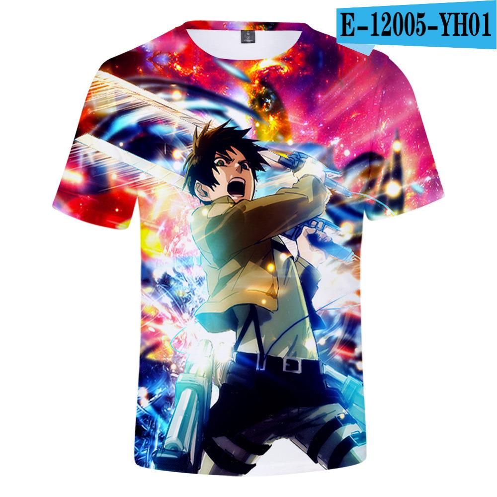 Pánské 3D barevně potištěné tričko s krátkým rukávem se streetovou módou Around The Giant In Summer Anime Attack T-Shirts