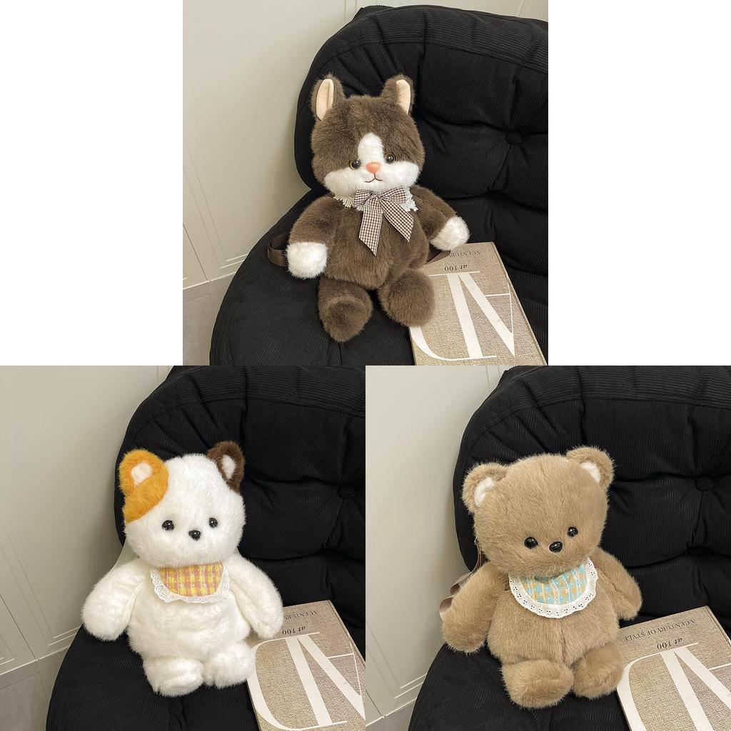 Cartoon Plush Bear Backpack For Kids With Animal Pattern And Curved Shoulder Straps