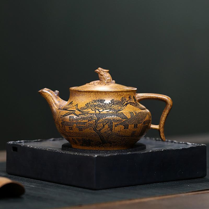 

Исинский фиолетовый глиняный чайник Ручная работа Красота пейзажа Чайник Традиционный бытовой чайник Китайский набор для чая из Цзыша Чайная посуда 270 мл