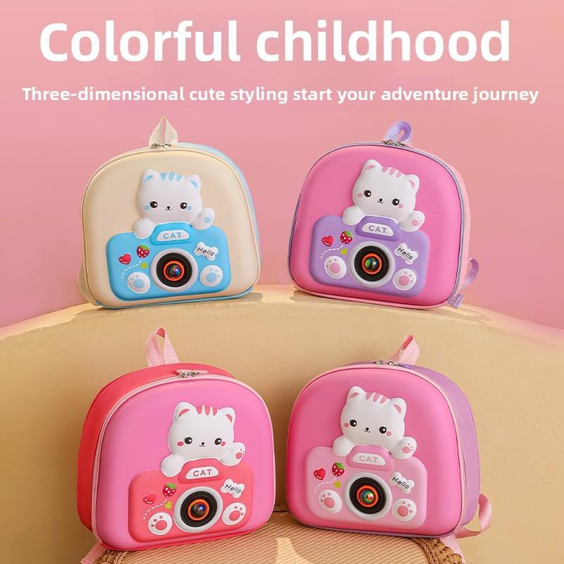 Kitten Cartoon Printed Backpack Lightweight Breathable Children Schoolbag