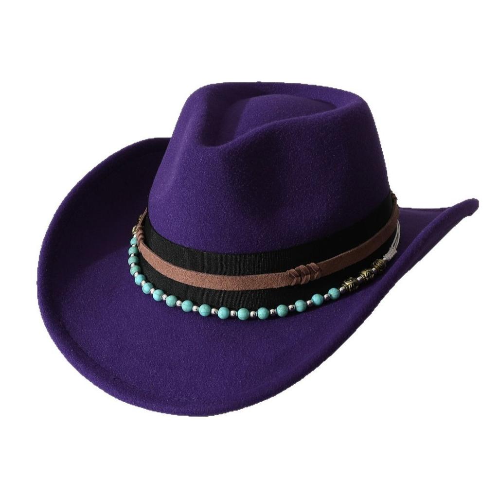 European and American Gothic Style Velvet Necklace, Western Cowboy Hat, Halloween Tassel Crystal Choker, Jazz Fedora Hat