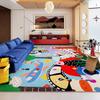 Large Area Carpet for Living Room Soft Short Plush Floor Mats Color Blocking Cartoon Bedroom Bedside Rug Home Decoration
