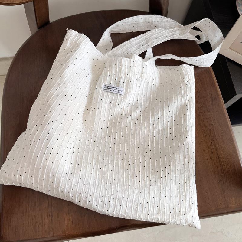 

Polka Dot Print Ladies Underarm Handbag Casual Large Capacity Women Travel Shoulder Bag Sweet Striped Female Portable Tote Bags білий