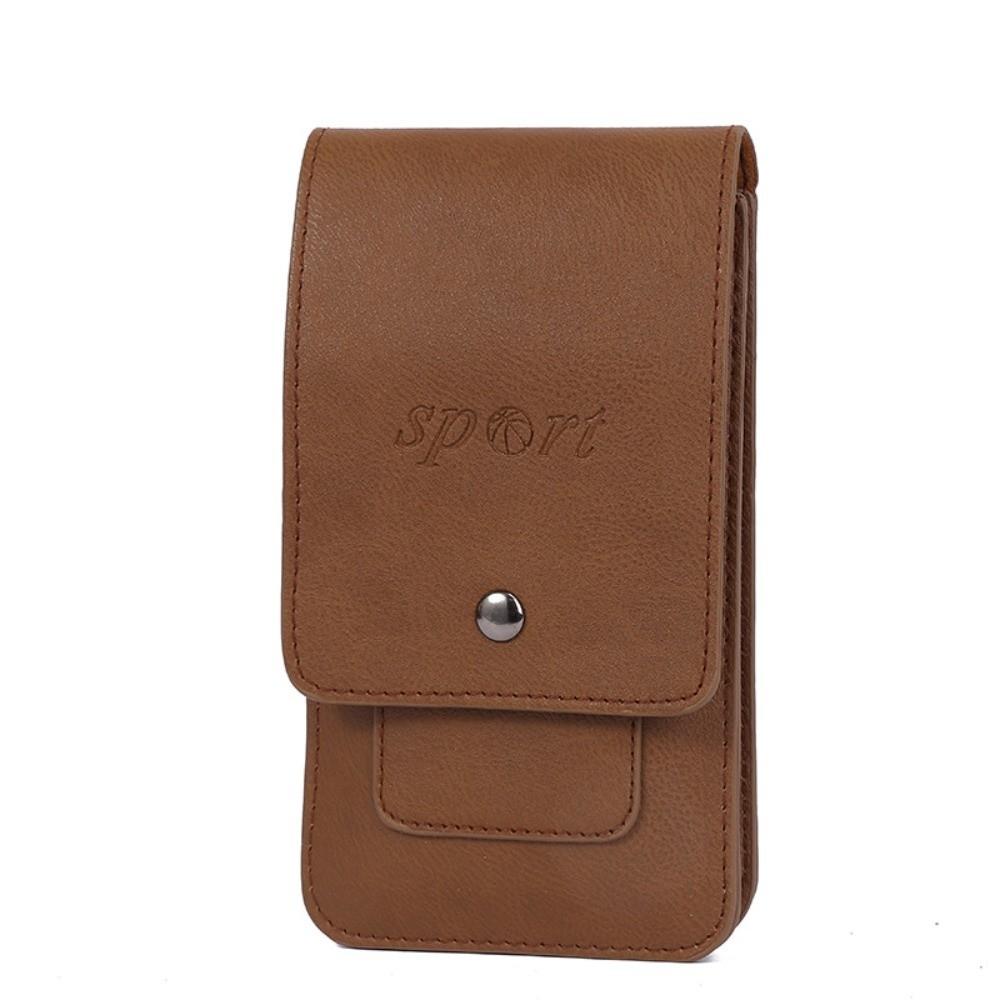 

Multi-layer Design Mobile Phone Pouch Holster Metal Buckle Sport Phone Holster Daily Use коричневий