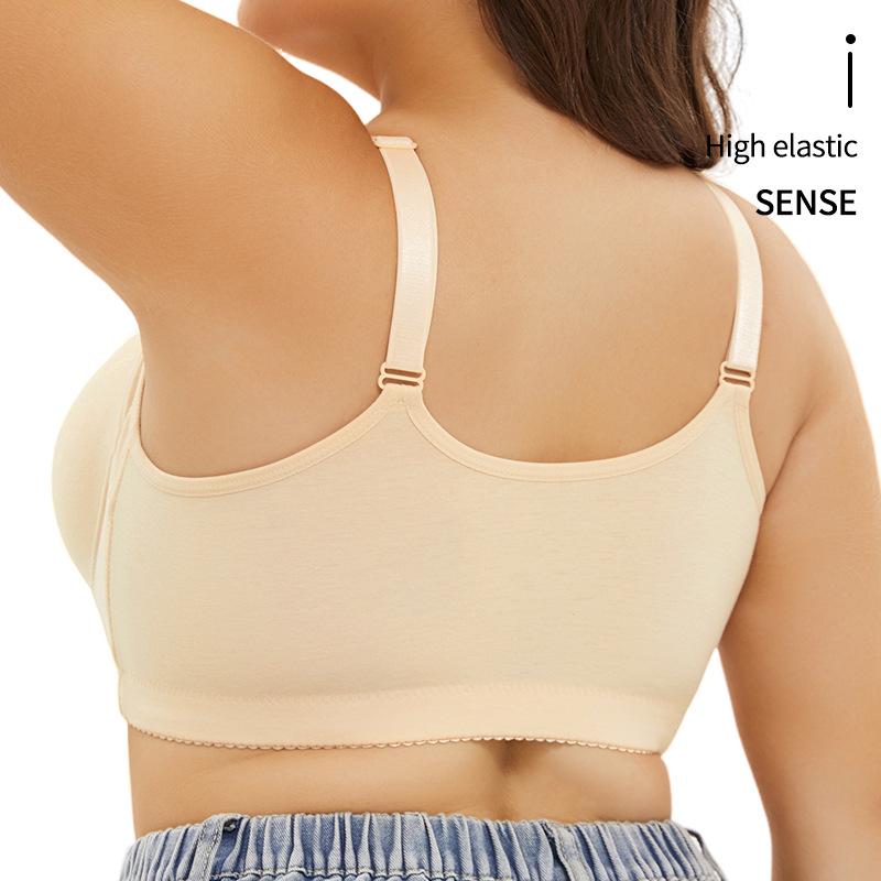 A-G Cup 34-50 Super Large Size European and American Size Large Size with Steel Ring Vest Type Large Cup Smooth Front Buckle Underwear