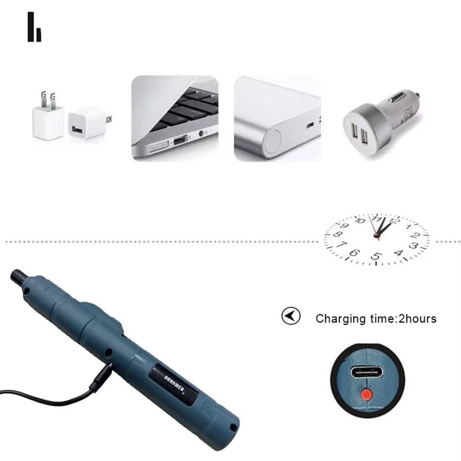 Mini Destornillador Eléctrico Inalámbrico 3.6V Li-ion Torque Ajustable Kit de Herramientas Portátil Reparación de Electrónica Bricolaje para el Hogar Azul