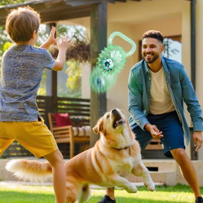 Dog Calming Ball Squeaky Rubber Chew Toy Interactive Spiky Ball with Handle Toss And Fetch Play Toy for Medium Large Breeds
