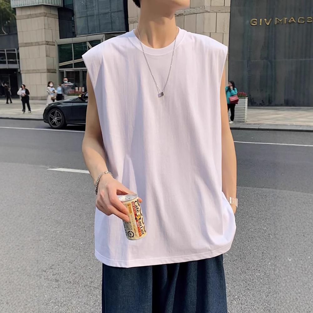 Men's Loose Fit Solid Color Sleeveless Summer T-Shirt