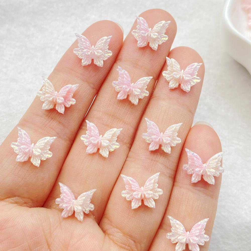 50 Stück Harz Süßer 3D Mini Schmetterling Flache Rückseite Strassstein Scrapbooking DIY Basteln Für Nagel Dekor Schmuck Zubehör