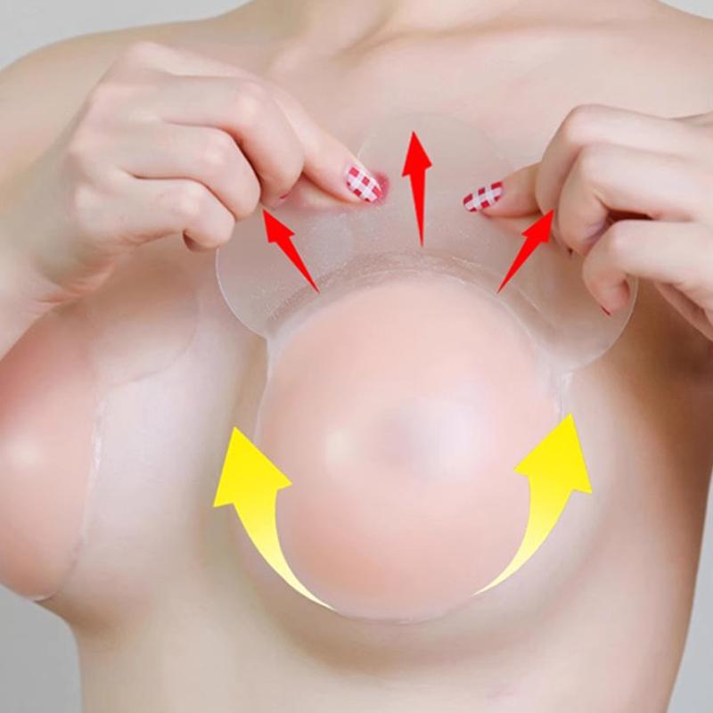 Women Invisible Lift Up Self-Adhesive Nipple Cover Silicone Reusable Nipple Cover Chest Paste Push Up Party Dress Strapless Bras