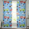 Cartoon Fire Truck Ambulance Police Car Tulle Curtains Living Room Decoration Chiffon Voile Kitchen Bedroom Curtain With Light Filtering Polyester