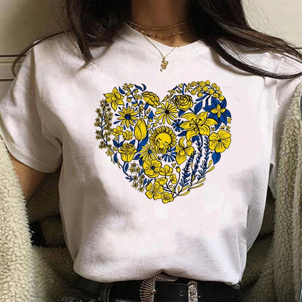 ZX TEE Ukraine Flag Pringting T-Shirt Casual Short Sleeve Y2k Tops Women's Clothing Simple Design Fashion Harajuku White Graphic Tees