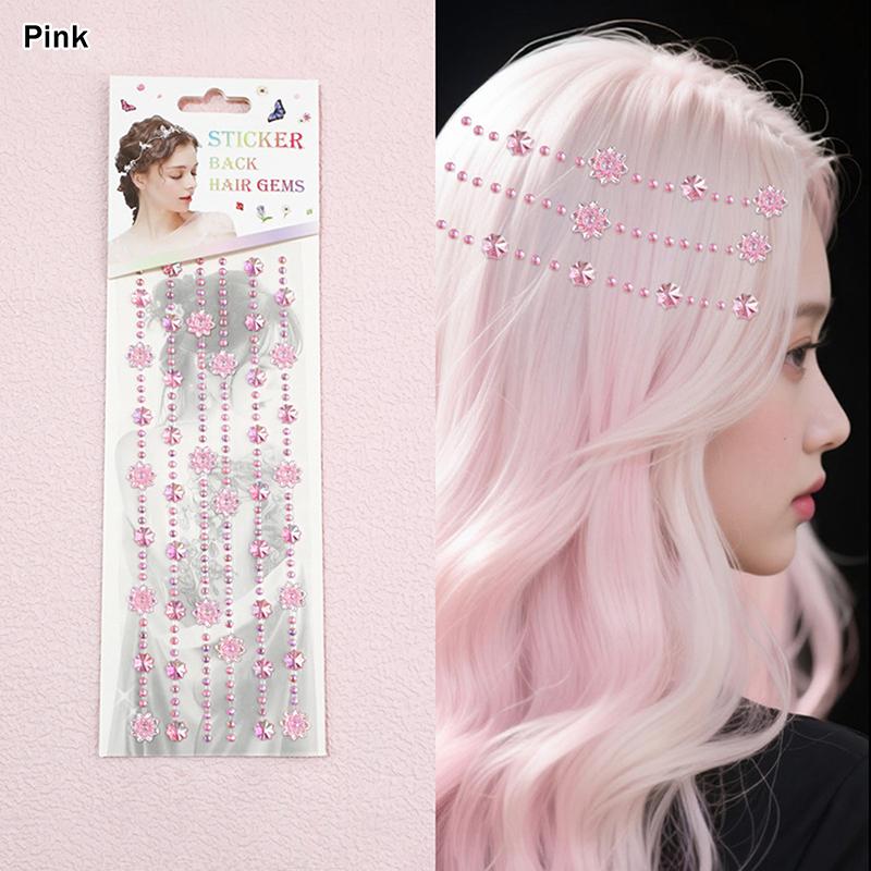 

Hair Gem Stickers Kit Blingling Hair Jewels For Girls Toy Hair Styling Tool With Reusable Shining Diamonds Pretend Play Toy Gift Pink