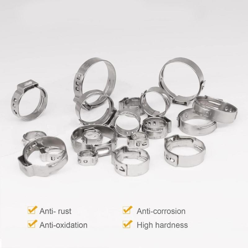 Practical Sturdy Stainless Steel Hose Clamp Set 100Pieces Assorted Size Accessory for Secure Piping Connection