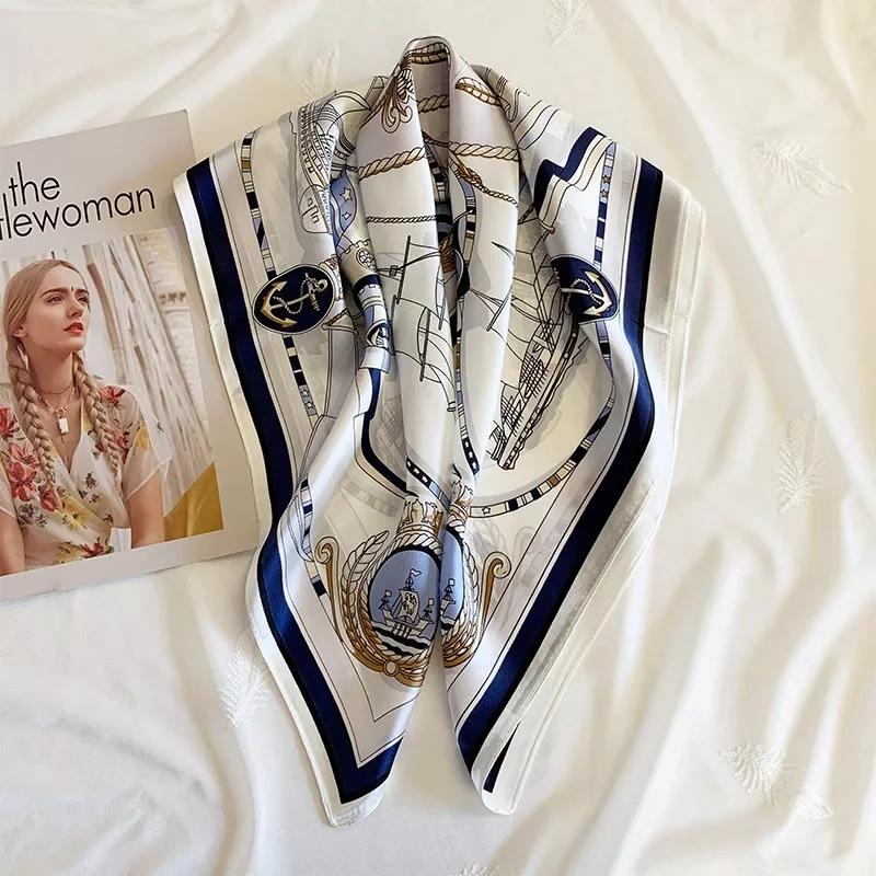 Pañuelo Cuadrado de 70 cm Pañuelo de Seda Accesorios para Mujer Pañuelo de Decoración Profesional Pañuelo Casual de Verano con Protección Solar Pañuelo para la Cabeza