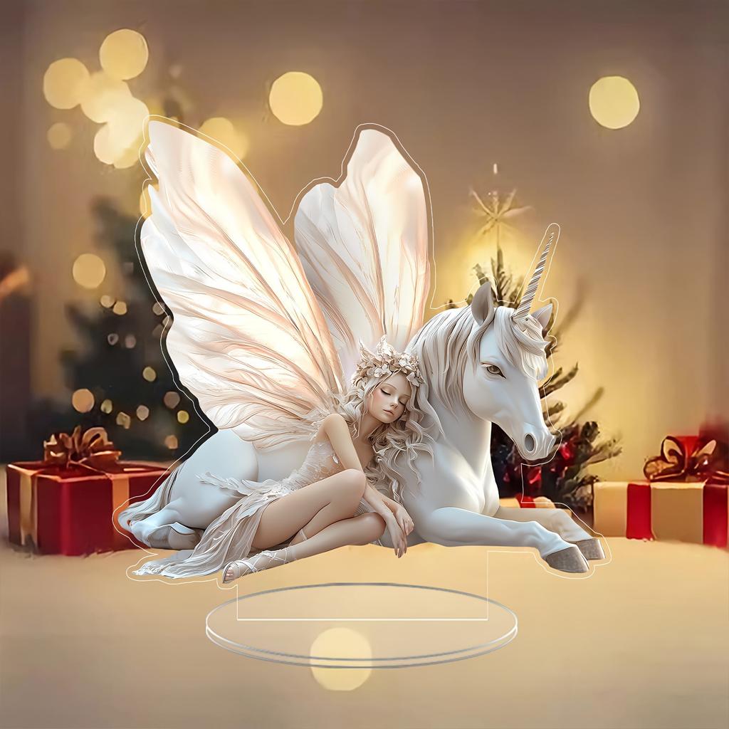 Fairytale, Angels and Unicorns, Acrylic, Office, Study, Desktop, Decoration, Gift