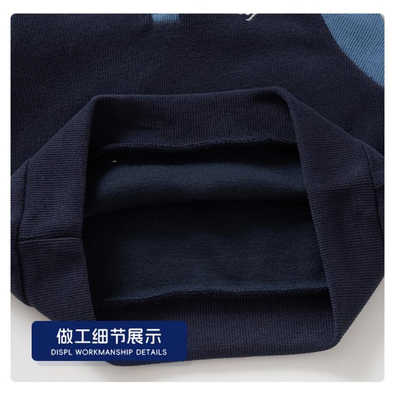 Boys Embroidered Turn Down Collar Patchwork Long Sleeve Casual Kids Sweatshirt